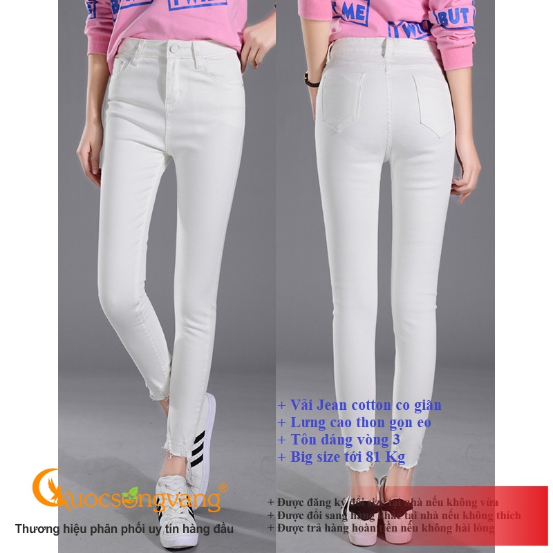 Quần nữ skinny kiểu quần jean nữ không lai màu trắng GLQ017