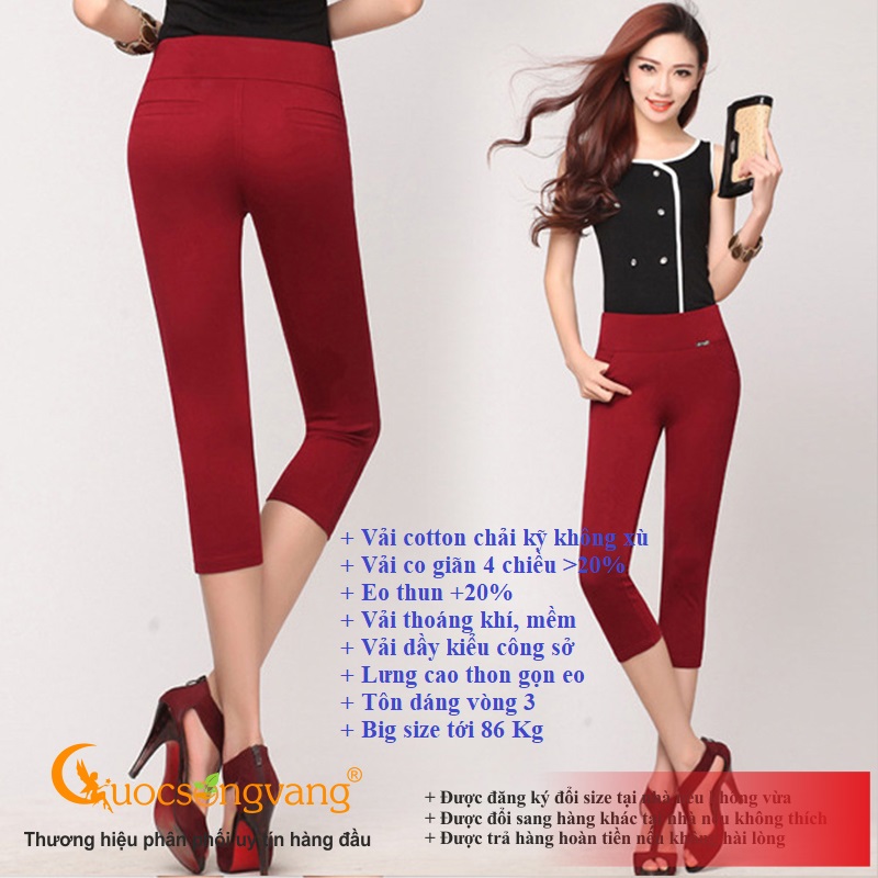 Quần lửng legging quần legging nữ lửng bigsize co giãn 4 chiều GLQ047 đỏ