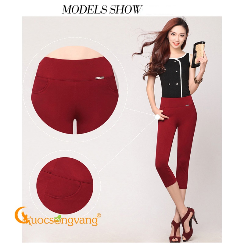 Quần lửng legging quần legging nữ lửng bigsize co giãn 4 chiều GLQ047 đỏ