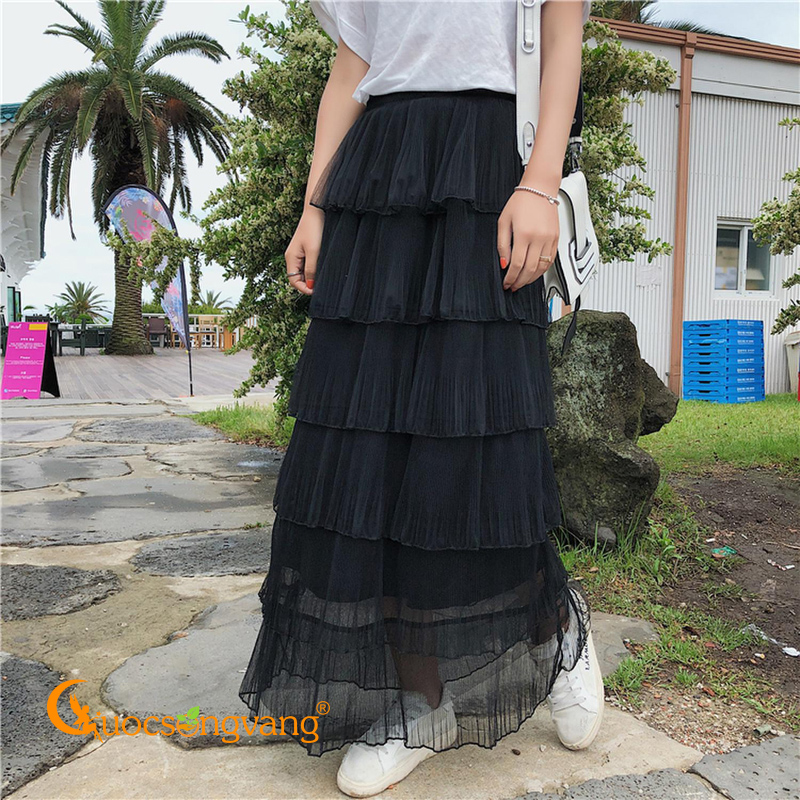 Chân váy xếp ly voan nữ nhiều tầng bèo dáng dài maxi tiểu thư bánh bèo  ullzzang Hàn Quốc | Shopee Việt Nam
