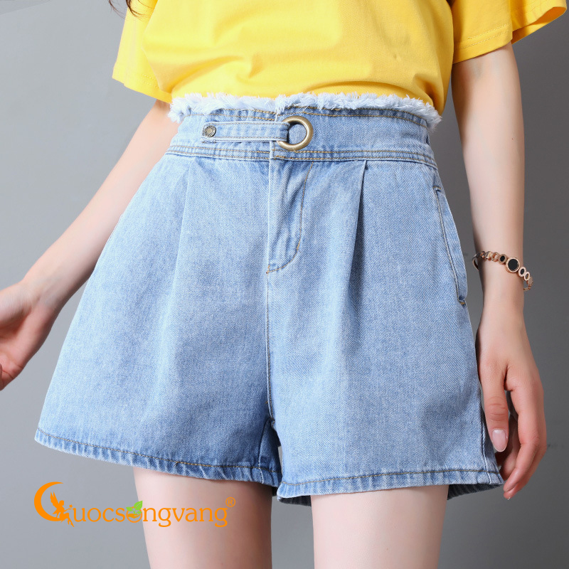 Quần short nữ jean cotton lưng thun lưng cao GLQ089