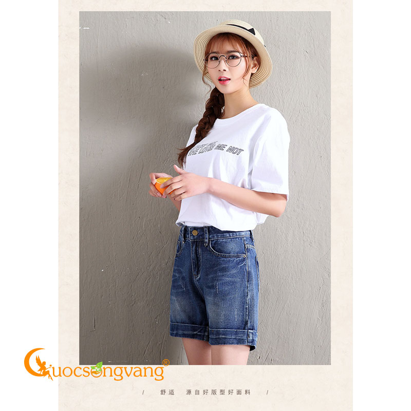 Quần short jean nữ màu xanh nhạt quần jean short GLQ093