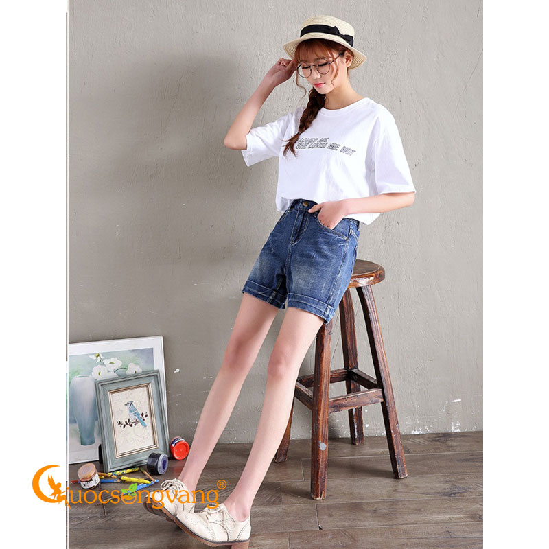 Quần short jean nữ màu xanh nhạt quần jean short GLQ093