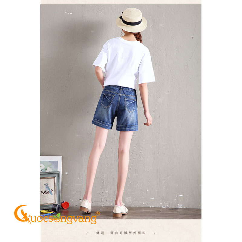 Quần short jean nữ màu xanh nhạt quần jean short GLQ093