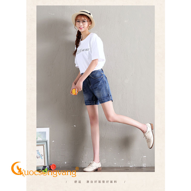 Quần short jean nữ màu xanh nhạt quần jean short GLQ093