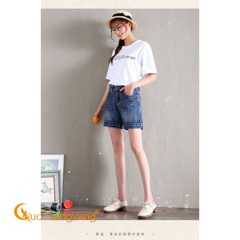 Quần short jean nữ màu xanh nhạt quần jean short GLQ093