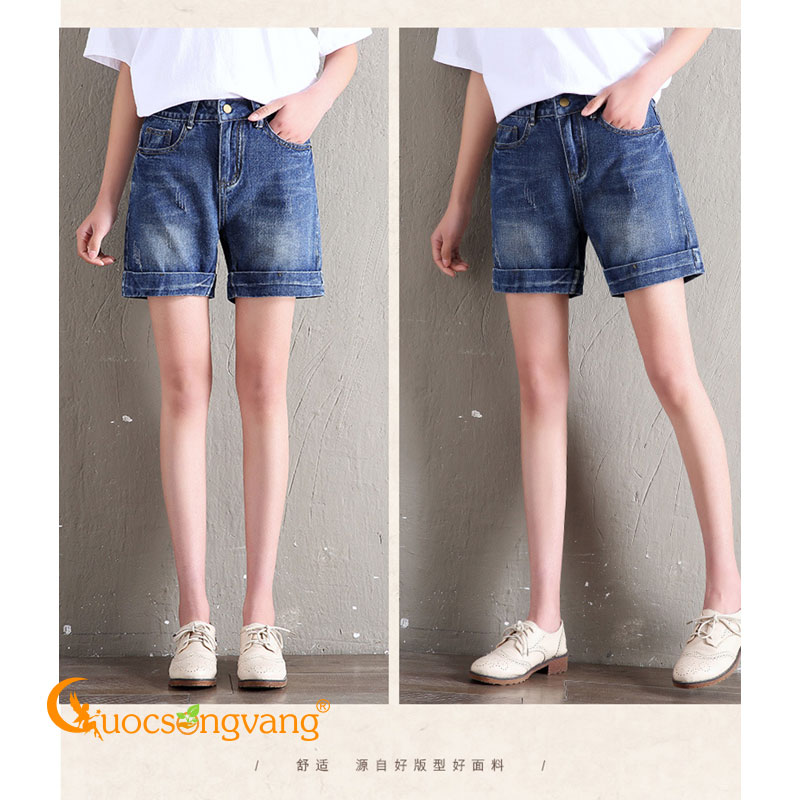 Quần short jean nữ màu xanh nhạt quần jean short GLQ093