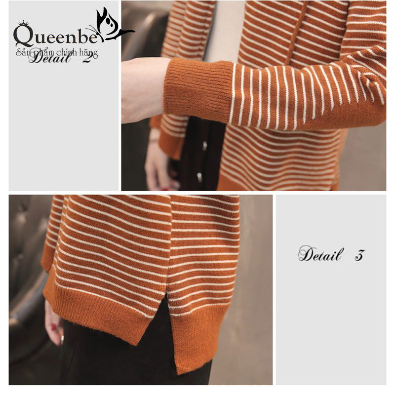 Áo choàng len màu nâu áo khoác nữ đẹp nâu Queenbe GLA217