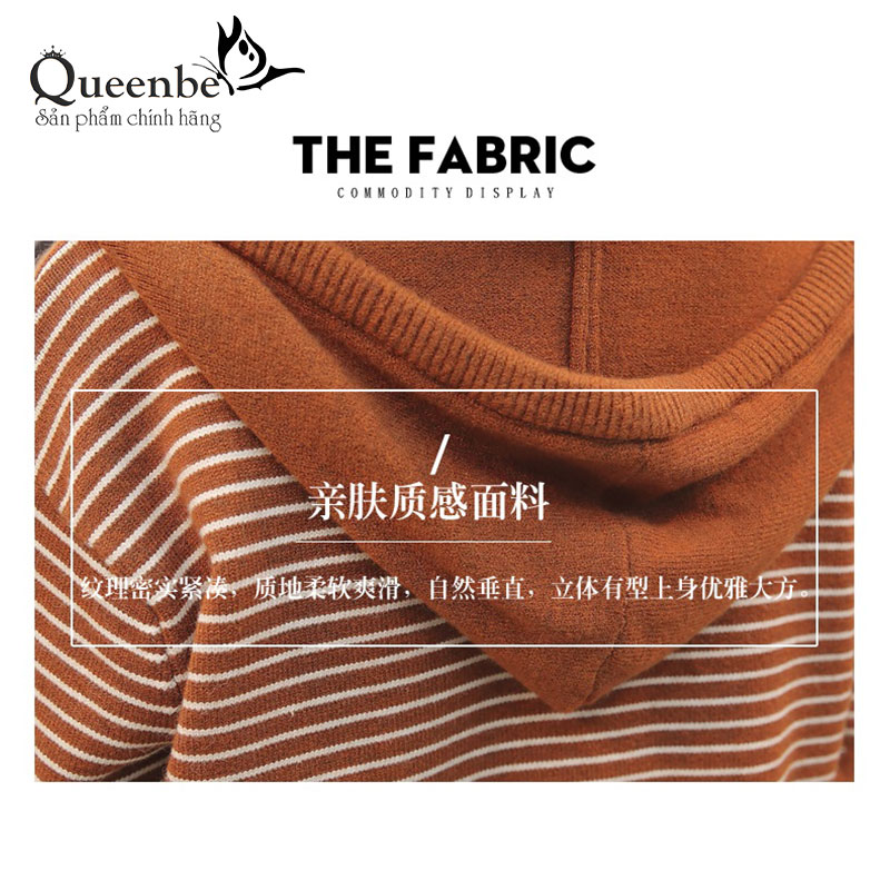 Áo choàng len màu nâu áo khoác nữ đẹp nâu Queenbe GLA217