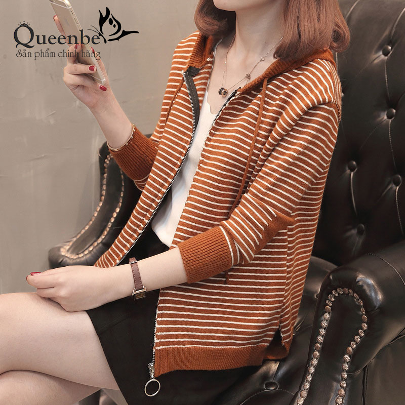 Áo choàng len màu nâu áo khoác nữ đẹp nâu Queenbe GLA217