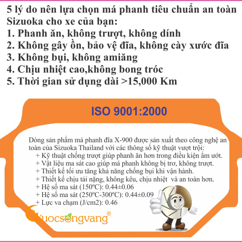 Má phanh đĩa chống trượt SCR trước, Lead 110 trước PADSZK01 hiệu Sizuoka