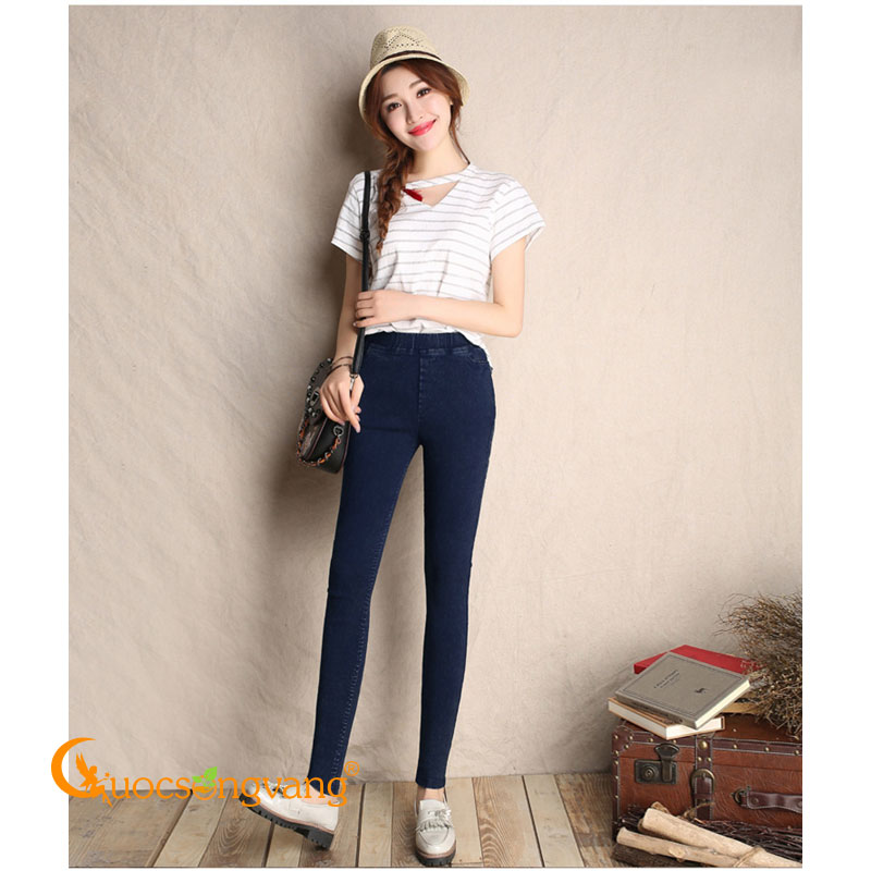 Quần legging nữ in kiểu jean quần cotton 2 chiều in hình jean big size GLQ100