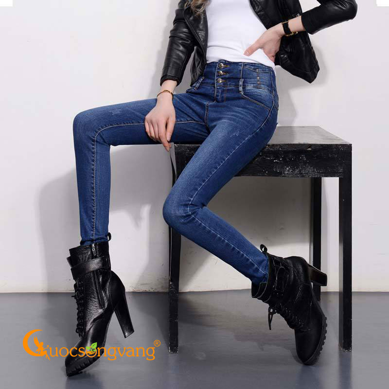 Quần jean nữ lưng cao quần nữ skinny 3 nút GLQ103