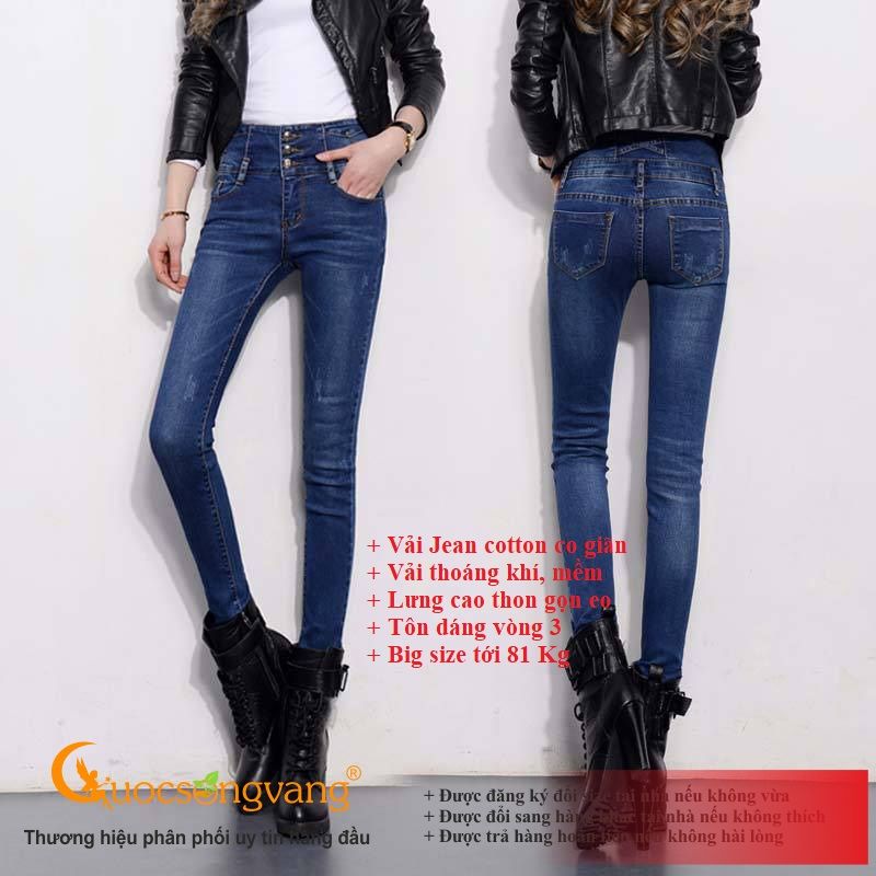 Quần jean nữ lưng cao quần nữ skinny 3 nút GLQ103