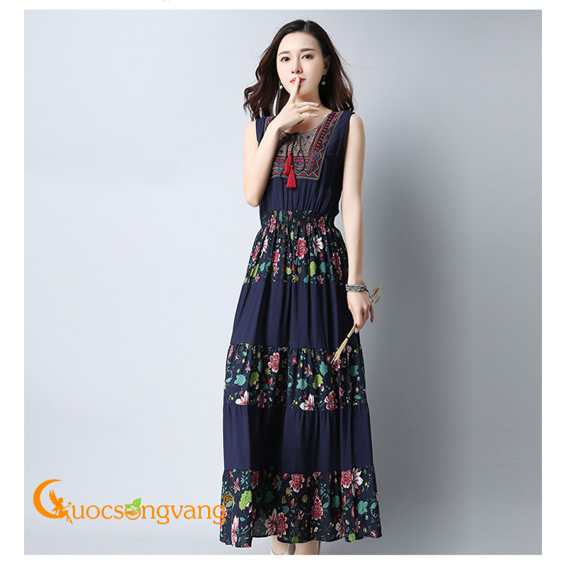 Váy đầm dài kiểu bohemian váy đầm suông maxi GLV140