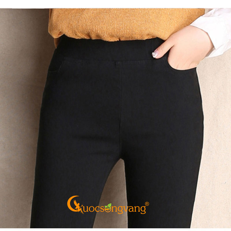 Quần legging co giãn 2 chiều kiểu jean quần nữ big size màu đen GLQ100