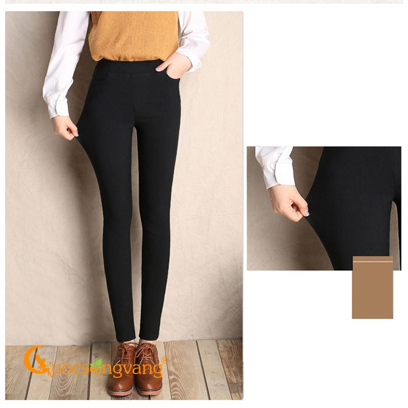 Quần legging co giãn 2 chiều kiểu jean quần nữ big size màu đen GLQ100