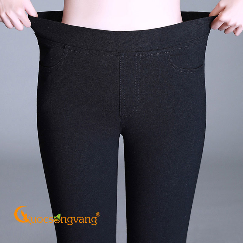 Quần legging co giãn 2 chiều kiểu jean quần nữ big size màu đen GLQ100