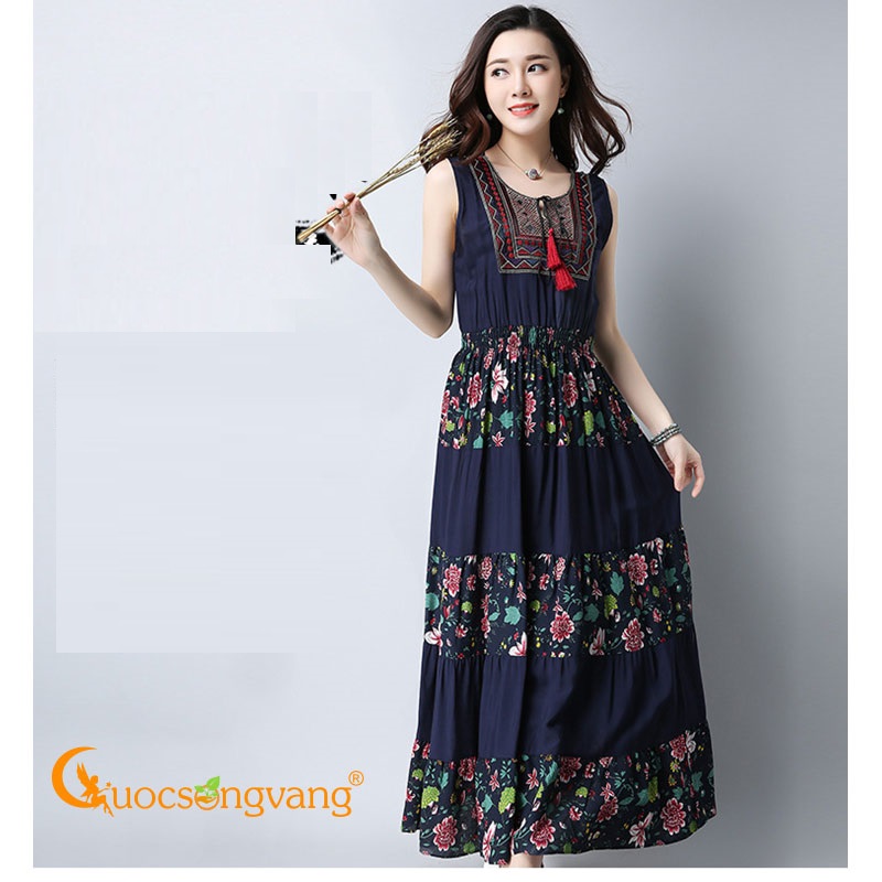 Váy đầm dài kiểu bohemian váy đầm suông maxi GLV140