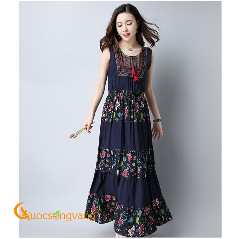 Váy đầm dài kiểu bohemian váy đầm suông maxi GLV140