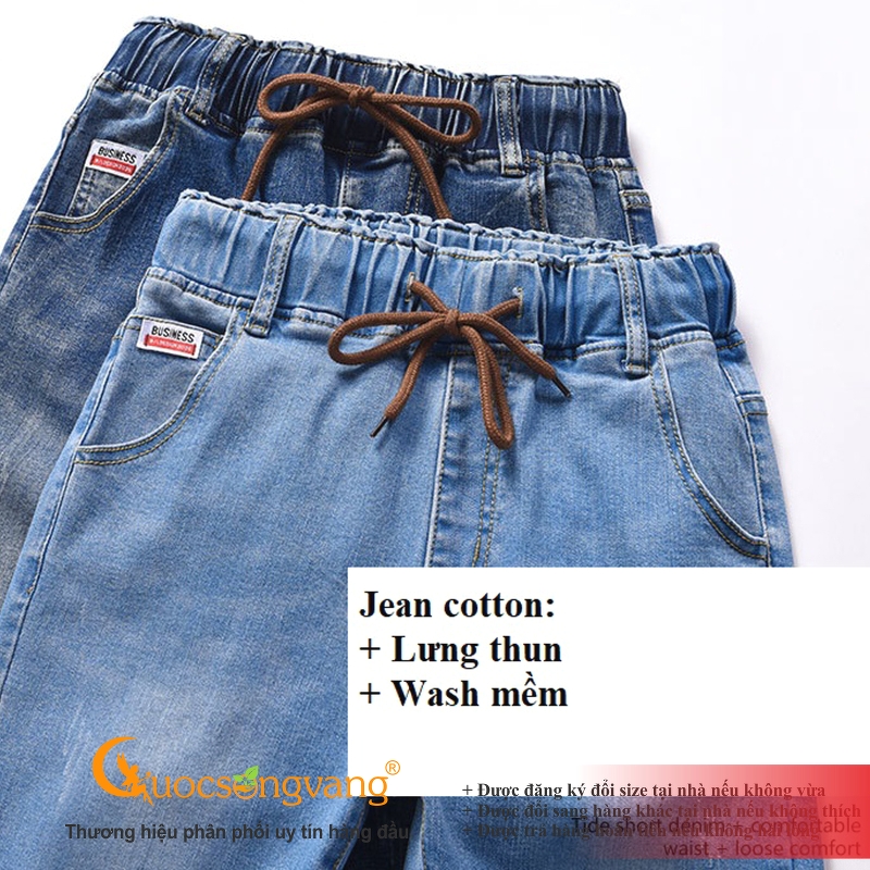 Quần lửng lưng thun xanh nhạt quần jean lửng lưng cao GLQ121