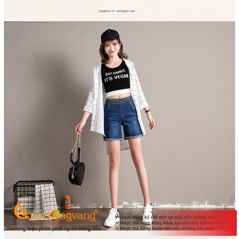 Quần short jean lưng cao quần short lưng thun GLQ123