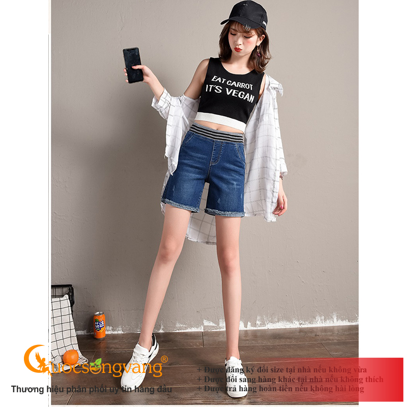 Quần short jean lưng cao quần short lưng thun GLQ123