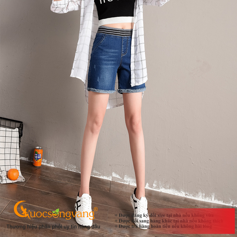 Quần short jean lưng cao quần short lưng thun GLQ123