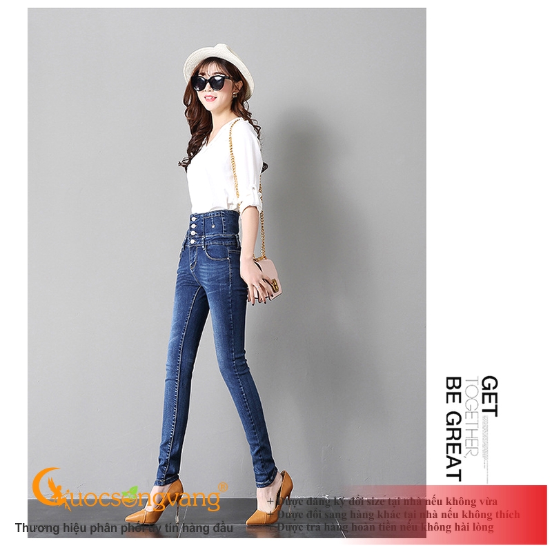 Quần jean nữ lưng cao quần skinny nữ co giãn GLQ124