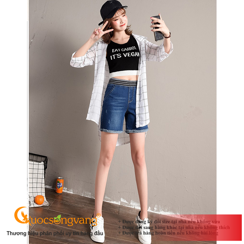 Quần short jean lưng cao quần short lưng thun GLQ123