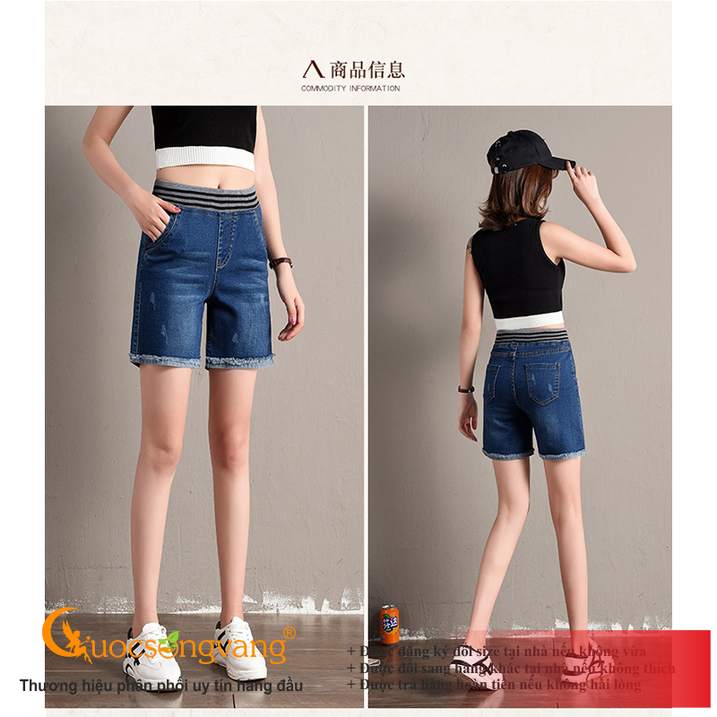 Quần short jean lưng cao quần short lưng thun GLQ123