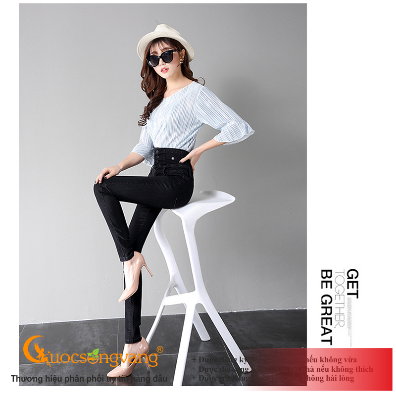 Quần jean nữ lưng cao quần skinny nữ co giãn GLQ124