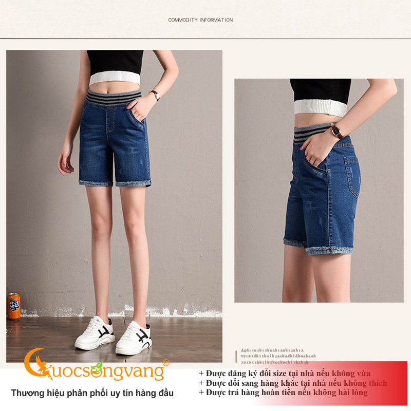 Quần short jean lưng cao quần short lưng thun GLQ123