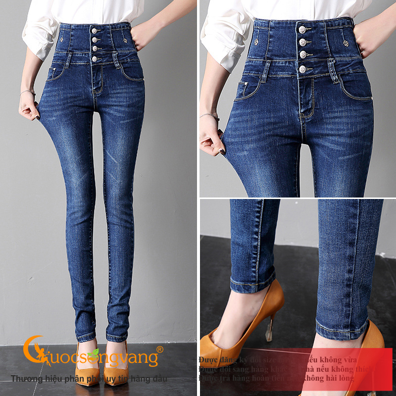 Quần jean nữ lưng cao quần skinny nữ co giãn GLQ124