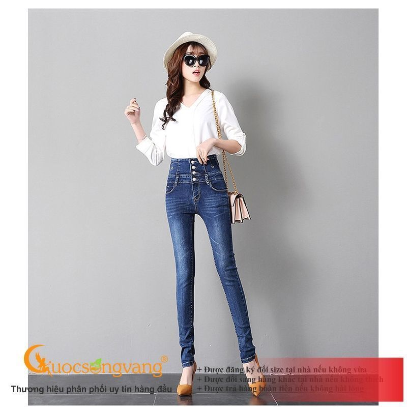 Quần jean nữ lưng cao quần skinny nữ co giãn GLQ124