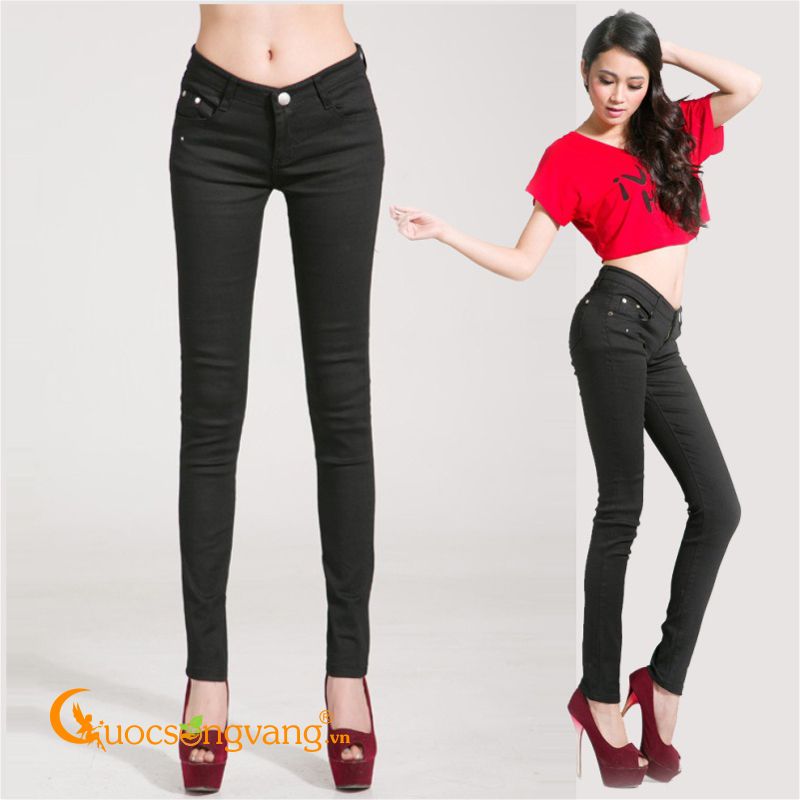 Quần kaki nữ co giãn màu đen kiểu skinny GLQ019-Đen