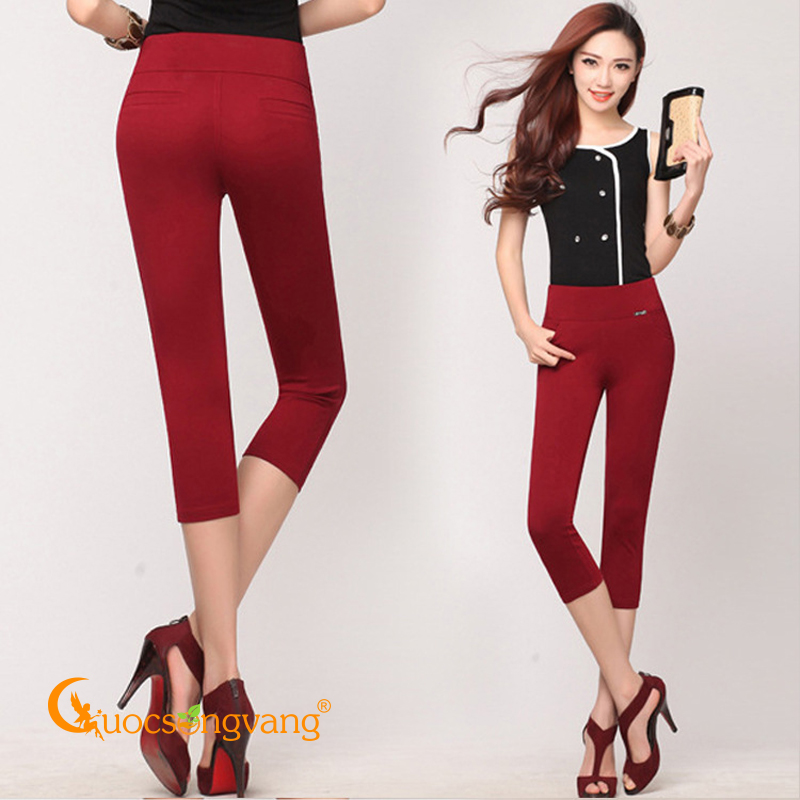 Quần lửng legging quần legging nữ lửng bigsize co giãn 4 chiều GLQ047 đỏ