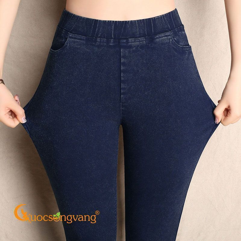 Quần legging nữ in kiểu jean quần cotton 2 chiều in hình jean big size GLQ100