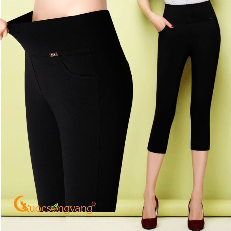 Quần lửng nữ quần legging lửng cotton co giãn 4 chiều GLQ047 lửng đen