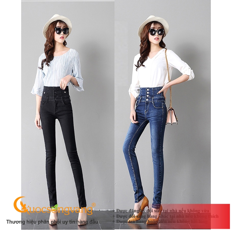 Quần jean nữ lưng cao quần skinny nữ co giãn GLQ124