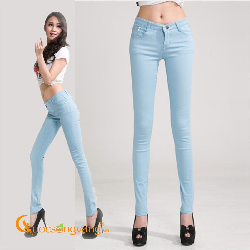 Quần kaki skinny nữ màu xanh ngọc co giãn GLQ019-Xanhngoc