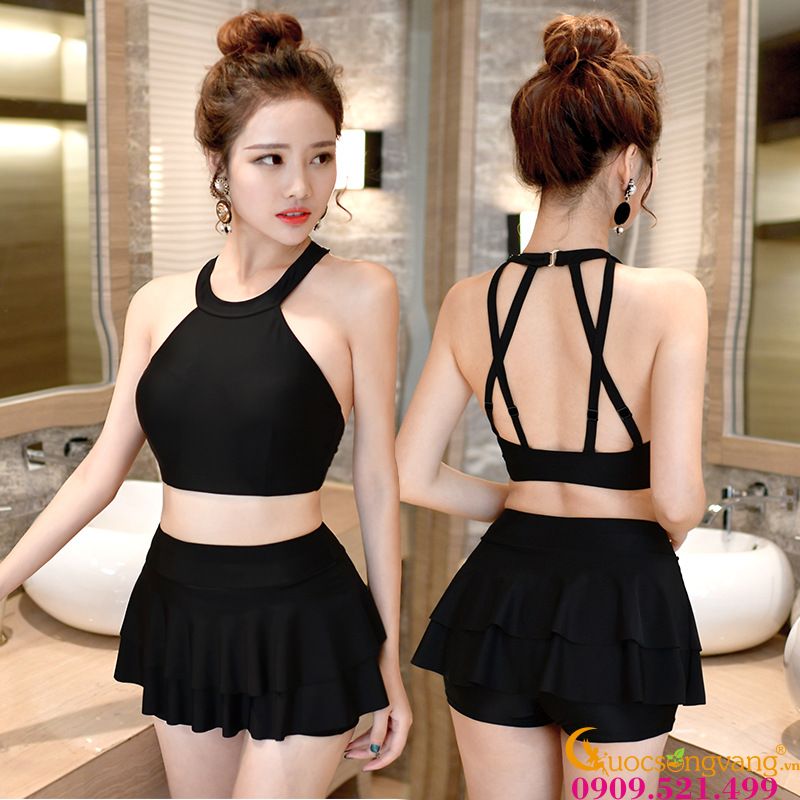 Đồ bơi nữ váy bơi hai mảnh hở vai GLSWIM008