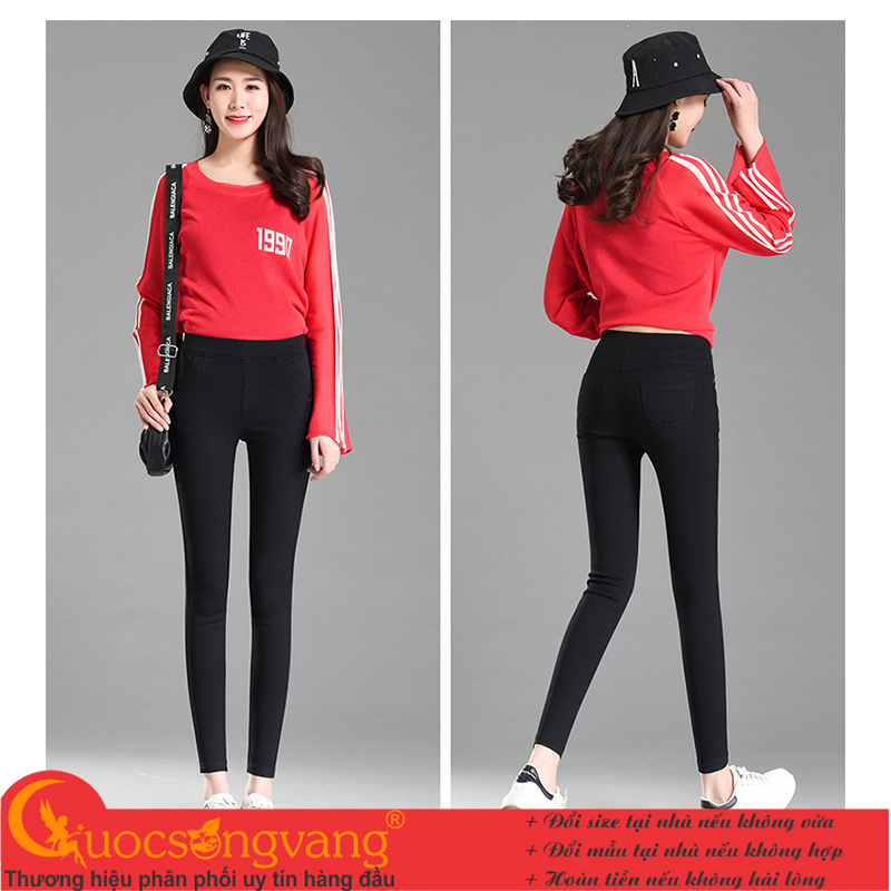 Quần legging jean nữ quần jean legging co giãn lưng thun GLQ132