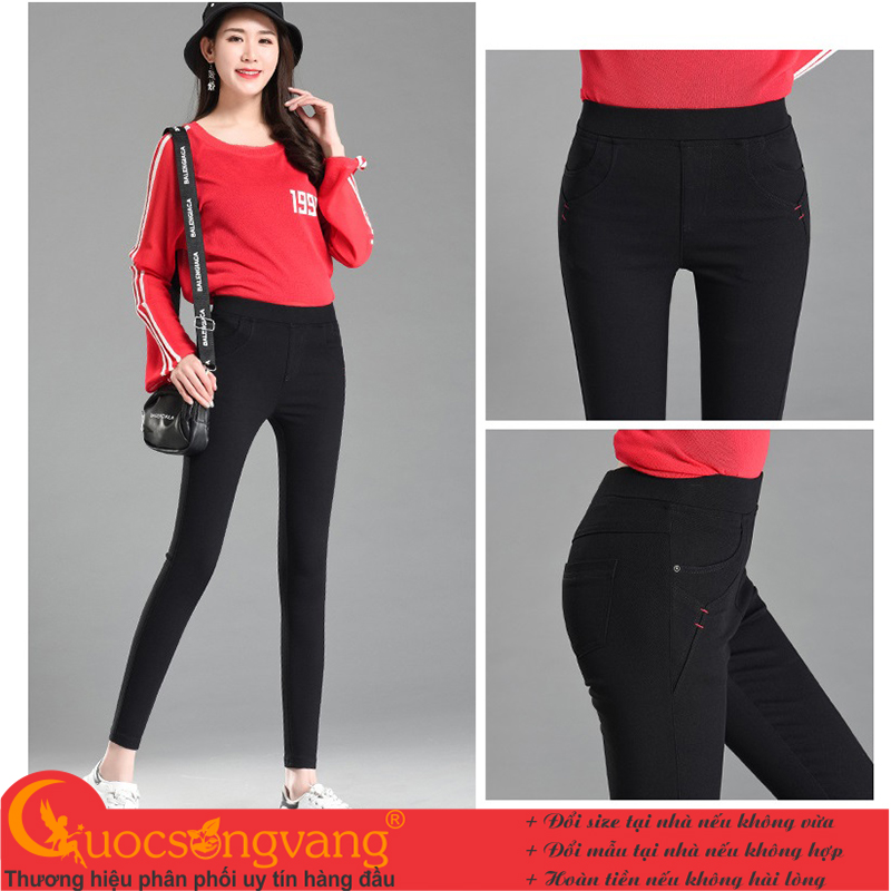 Quần legging jean nữ quần jean legging co giãn lưng thun GLQ132