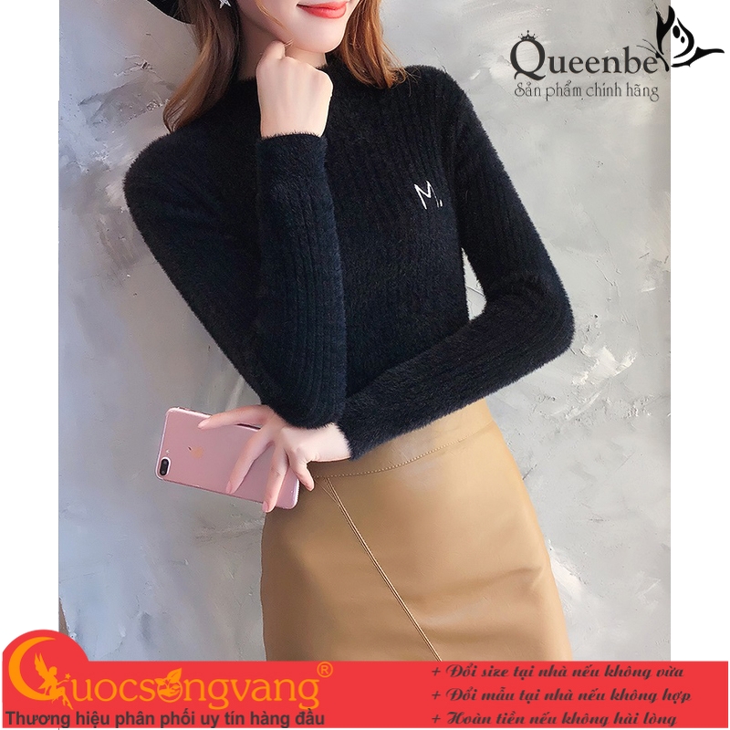 Áo len nữ dài tay áo len dáng ôm len mềm Queenbe GLA308