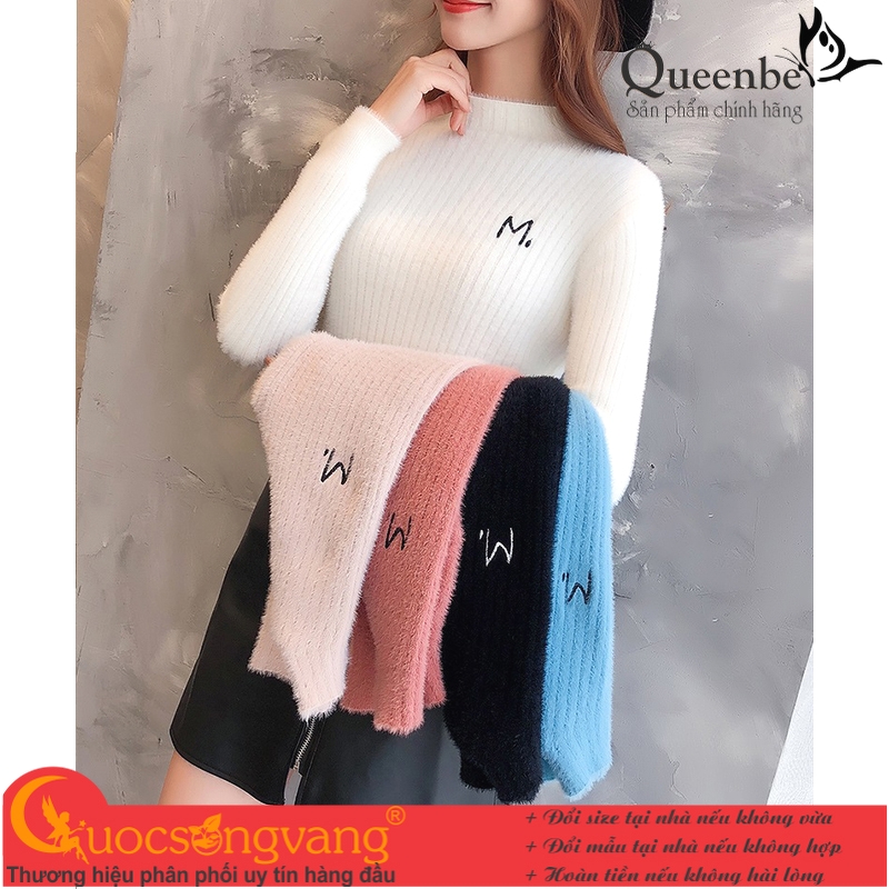 Áo len nữ dài tay áo len dáng ôm len mềm Queenbe GLA308