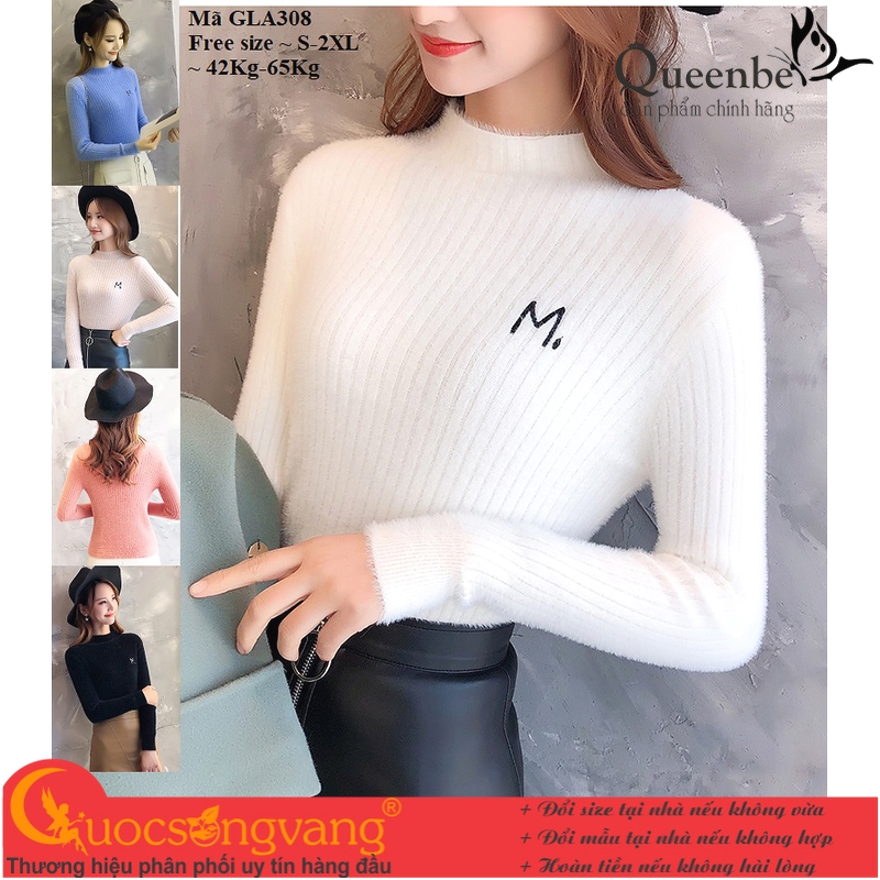 Áo len nữ dài tay áo len dáng ôm len mềm Queenbe GLA308