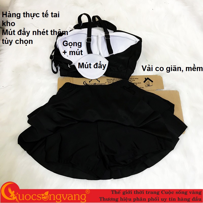 Đồ bơi nữ váy bơi hai mảnh hở vai GLSWIM008