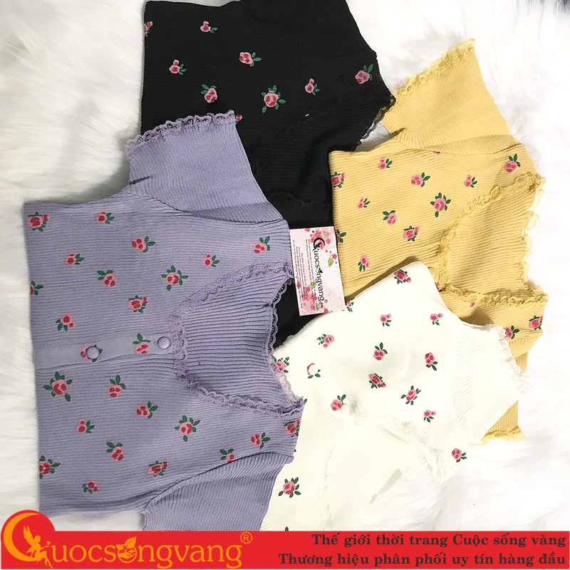 Áo len dệt kim phối ren áo croptop len GLA317