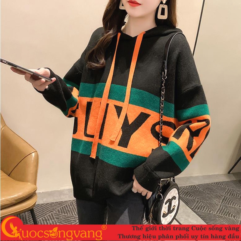 Áo len hoodie có nón áo len nữ phom rộng mã GLA320